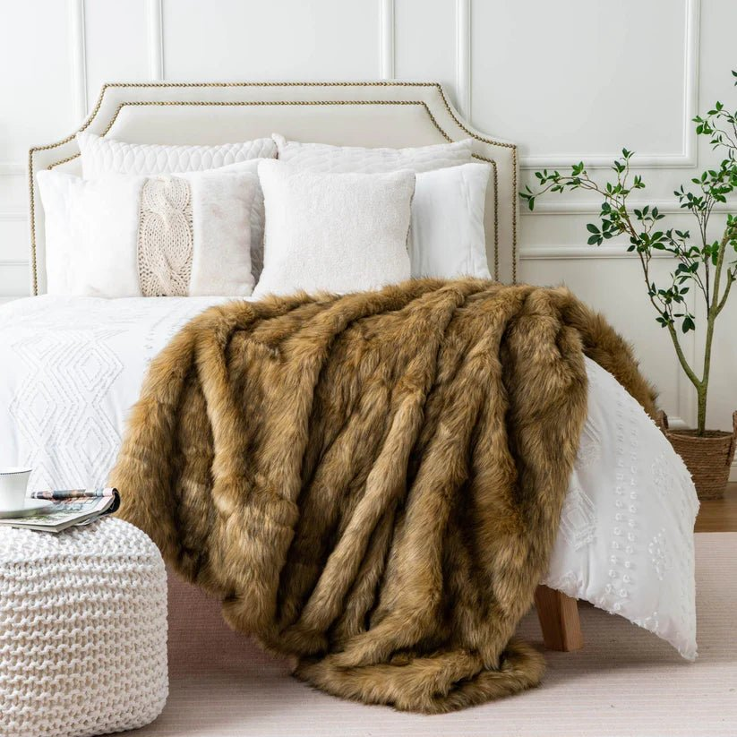 Faux Fur Luxury Blanket Ocher