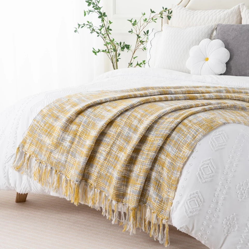 Golden Glow Knit Blanket