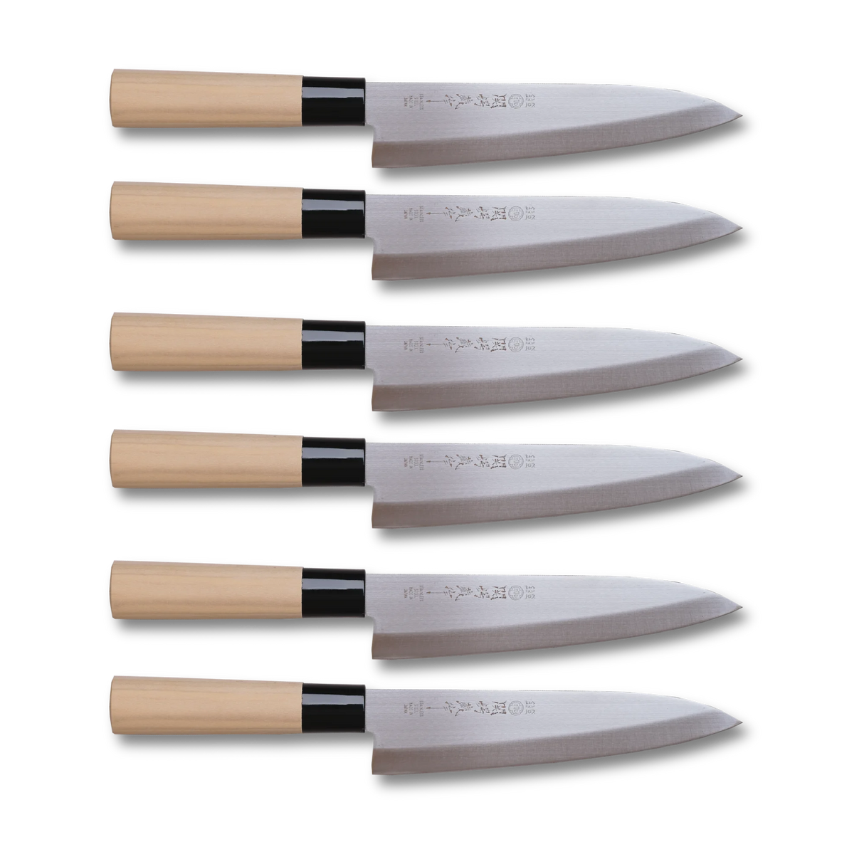 Tsubazo Gyuto Knife 180 Six Bundle for restaurants- Stainless Steel Blade - Made in Japan