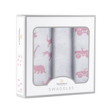 Pretty In Pink Bamboo Muslin Swaddle 3PK