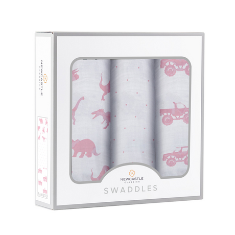 Pretty In Pink Bamboo Muslin Swaddle 3PK