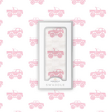 Pink Monster Trucks Bamboo Muslin Swaddle