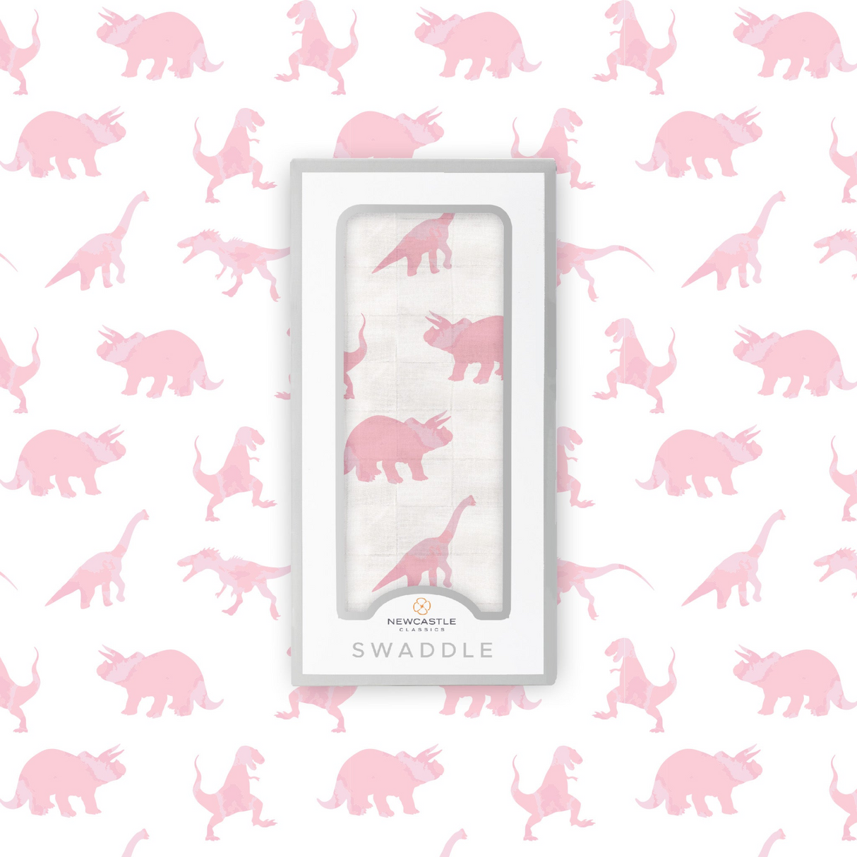 Pink Dinosaurs Bamboo Muslin Swaddle