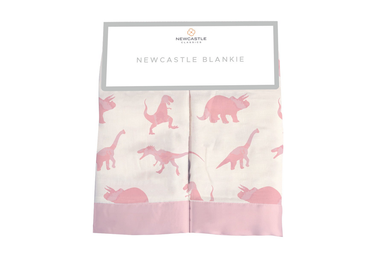 Pink Dinosaurs Bamboo Newcastle Blankie