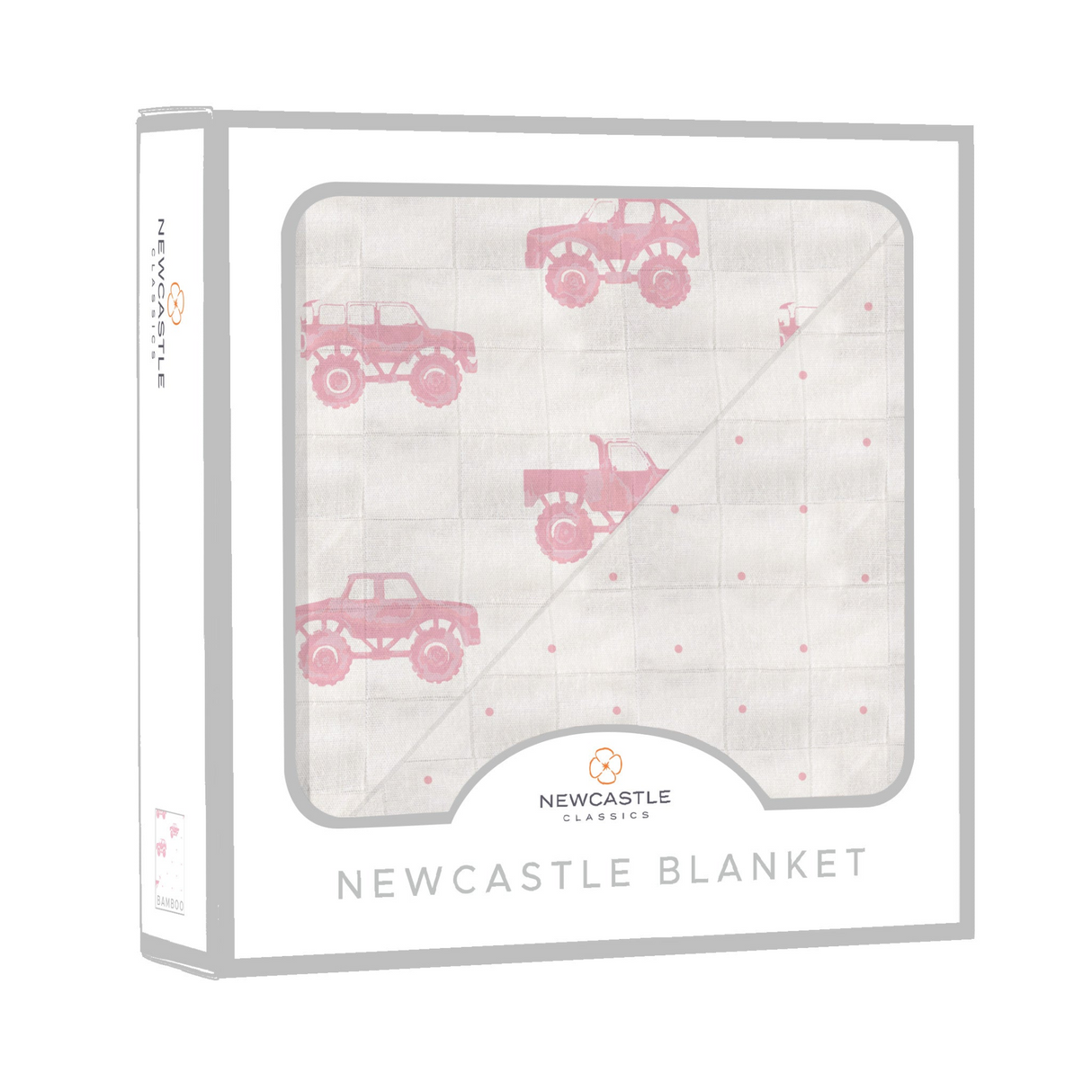 Pink Monster Trucks & Pink Polka Dot Bamboo Newcastle Blanket