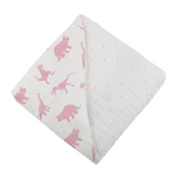 Pink Dinosaurs & Pink Polka Dot Bamboo Newcastle Blanket