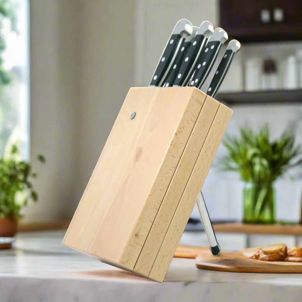 Knife Block Holder - Milly Beech Wood - (Knife not included)