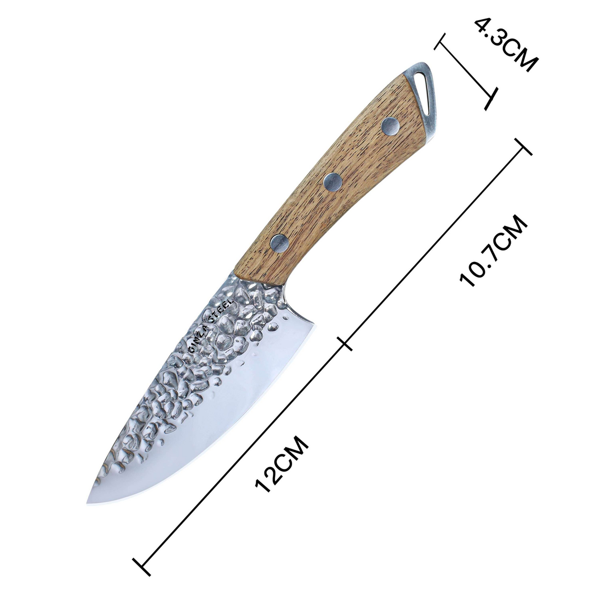 SHINOBI | Chef Knife 5-inch AUS8 hammered blade with Wood handle