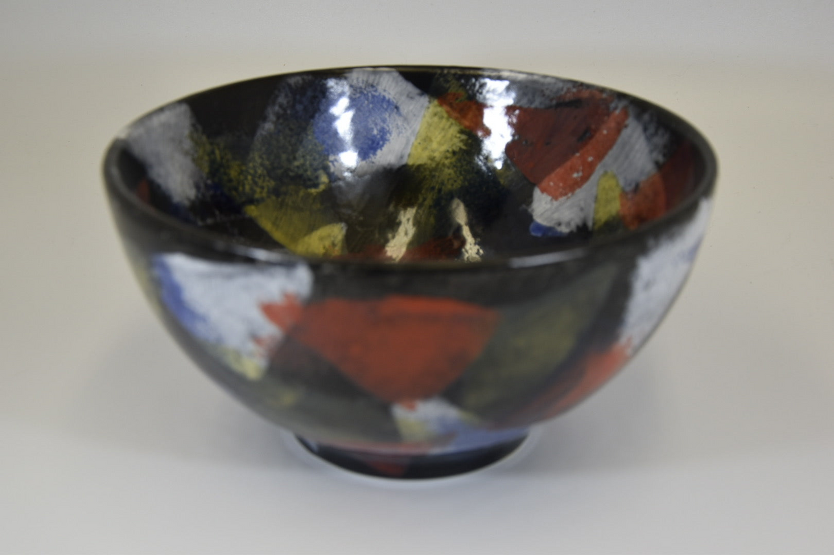 Ceramic Fruit Bowl Abstract Glaze