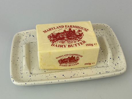 Butter Dish Light Speckled Blue Glaze