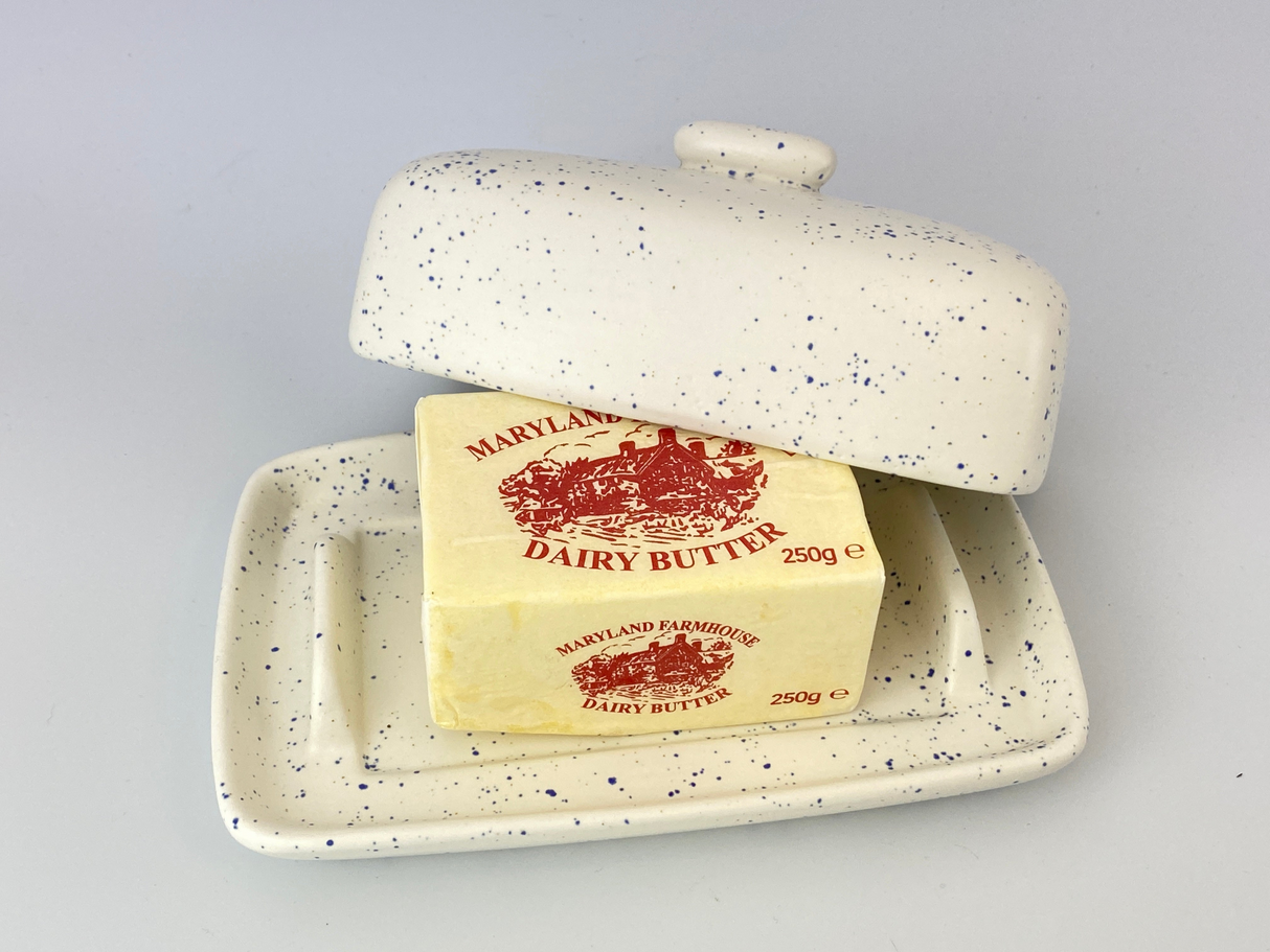 Butter Dish Light Speckled Blue Glaze