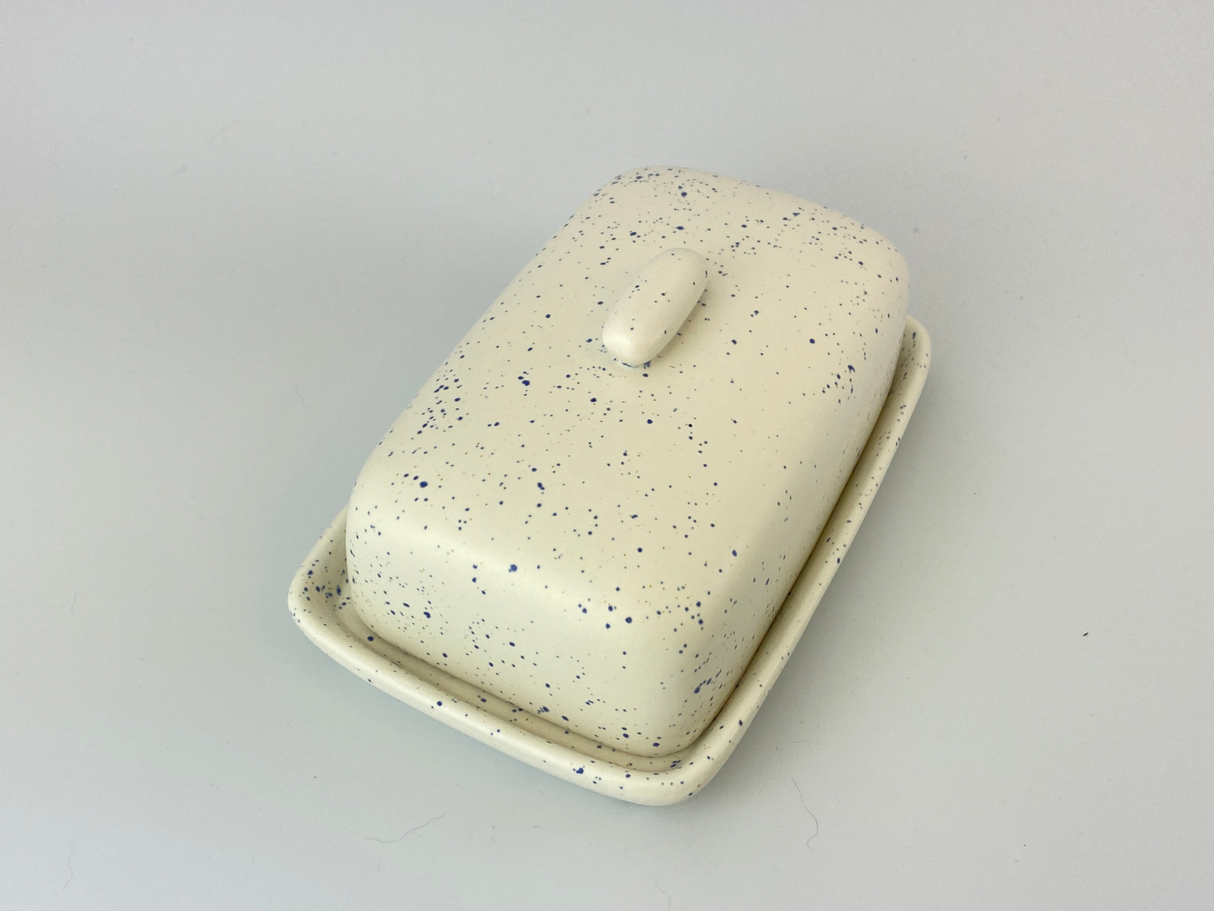 Butter Dish Light Speckled Blue Glaze