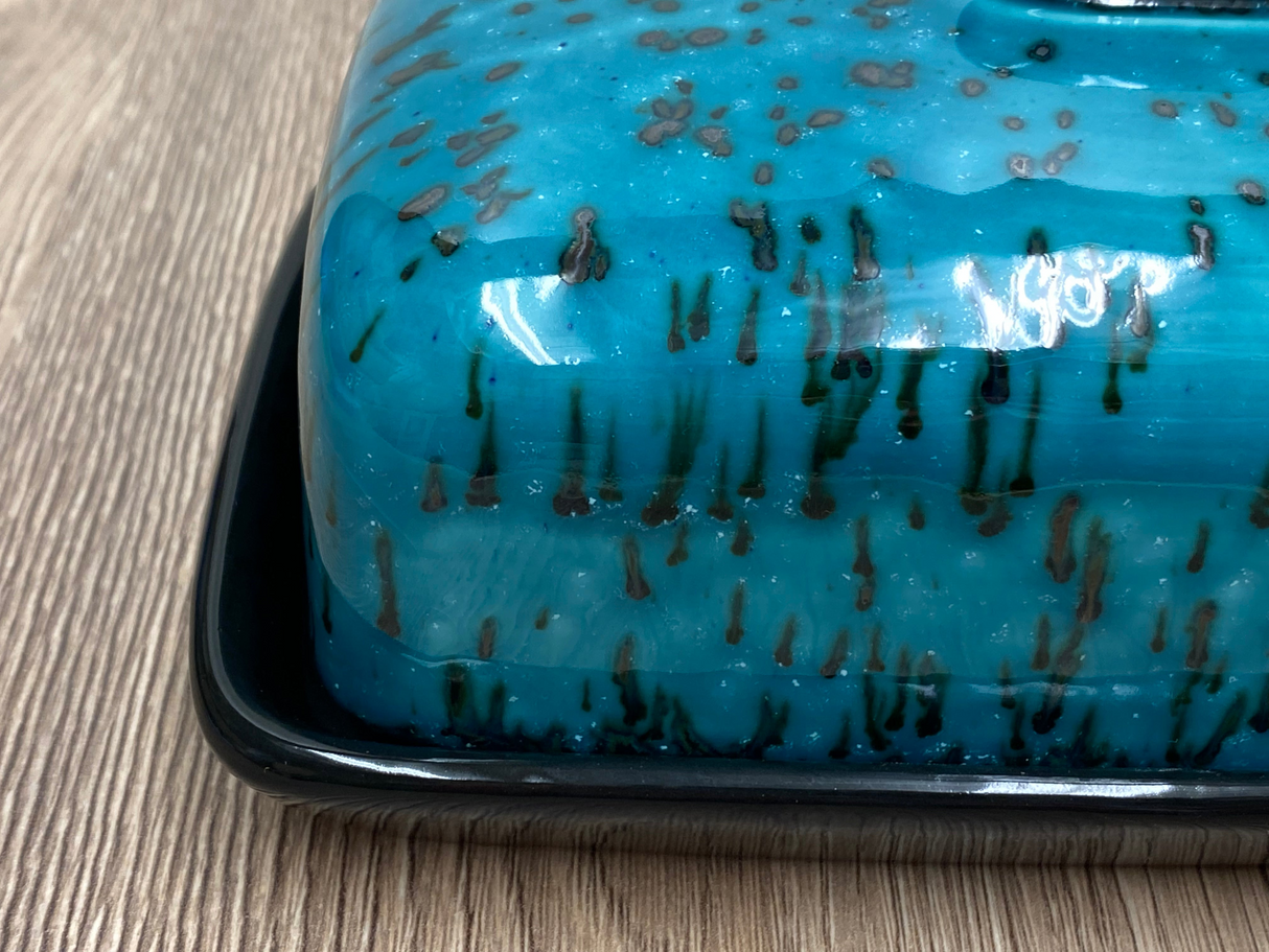 Butter Dish Speckled Turquoise