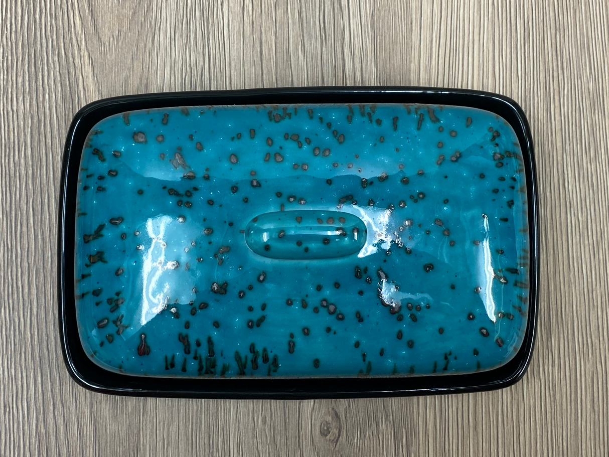 Butter Dish Speckled Turquoise