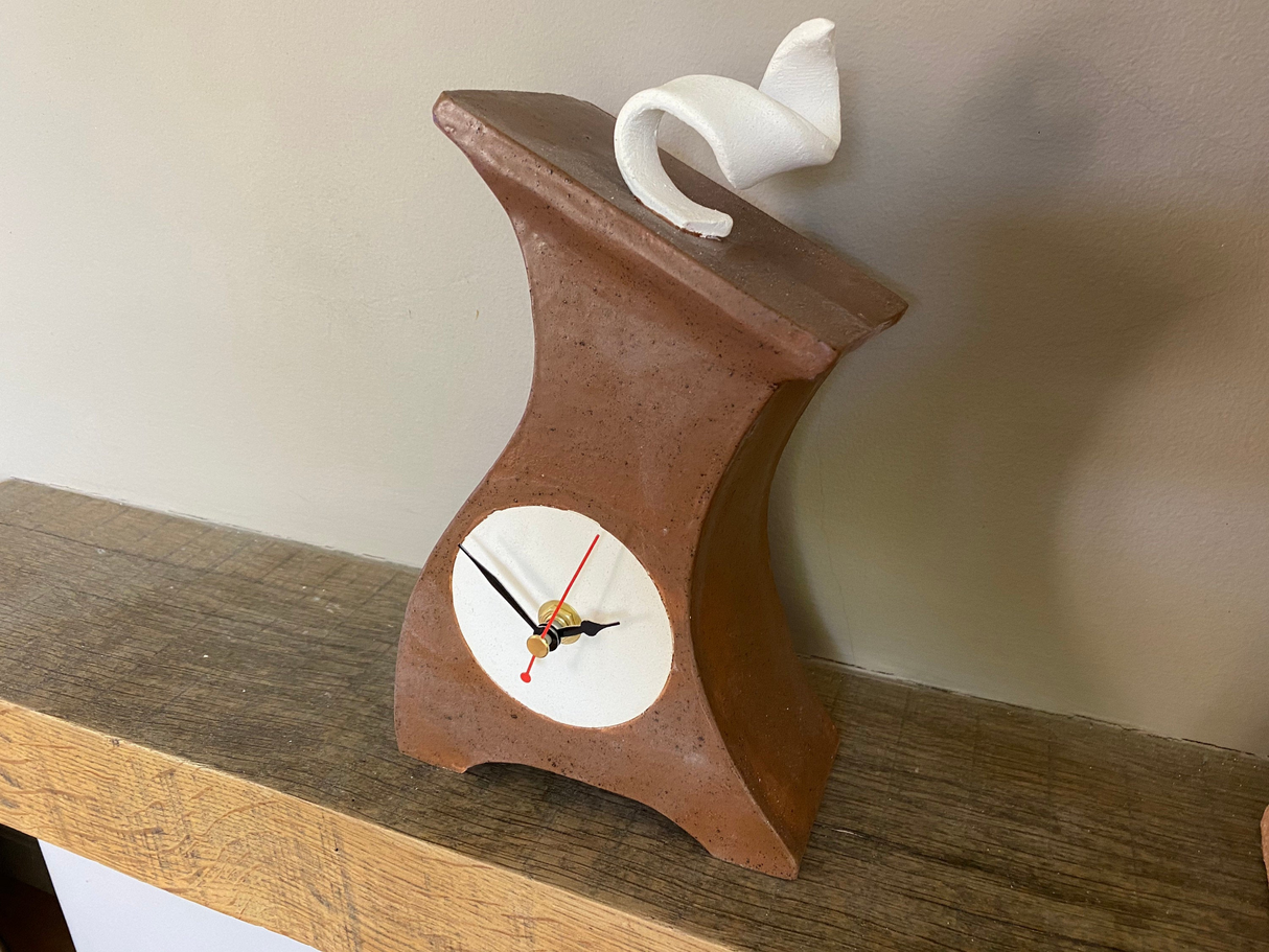 Ceramic Mantel Clock - Leather Brown