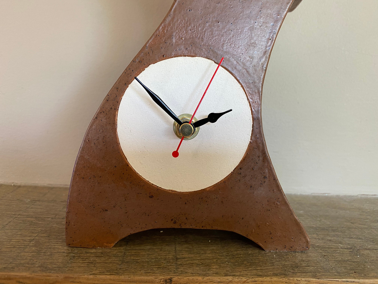 Ceramic Mantel Clock - Leather Brown