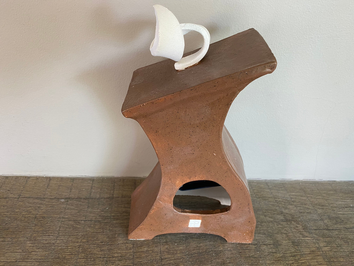 Ceramic Mantel Clock - Leather Brown