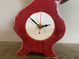 Quirky Round Ceramic Clock for Desk, Shelf, Mantel, Table speckled red glaze