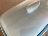 Pottery Butter Dish with Ice Blue Glaze