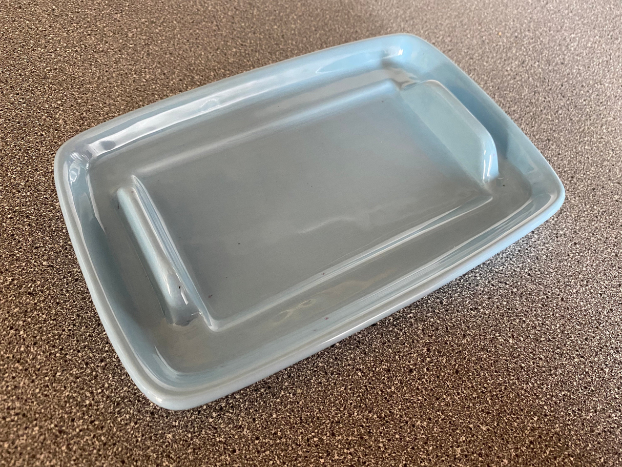 Pottery Butter Dish with Ice Blue Glaze