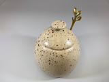 Sugar Bowl with Spoon Honey Speckle Glaze