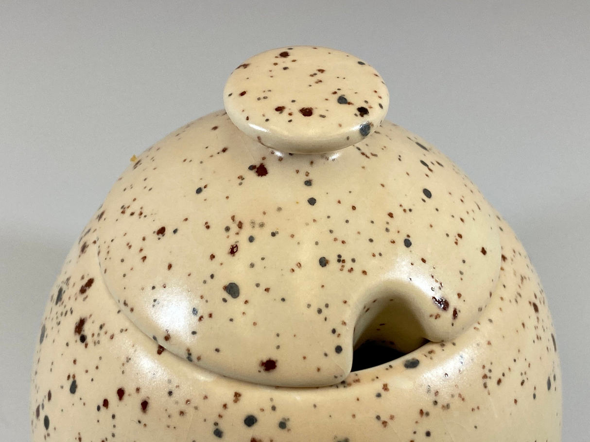 Sugar Bowl with Spoon Honey Speckle Glaze