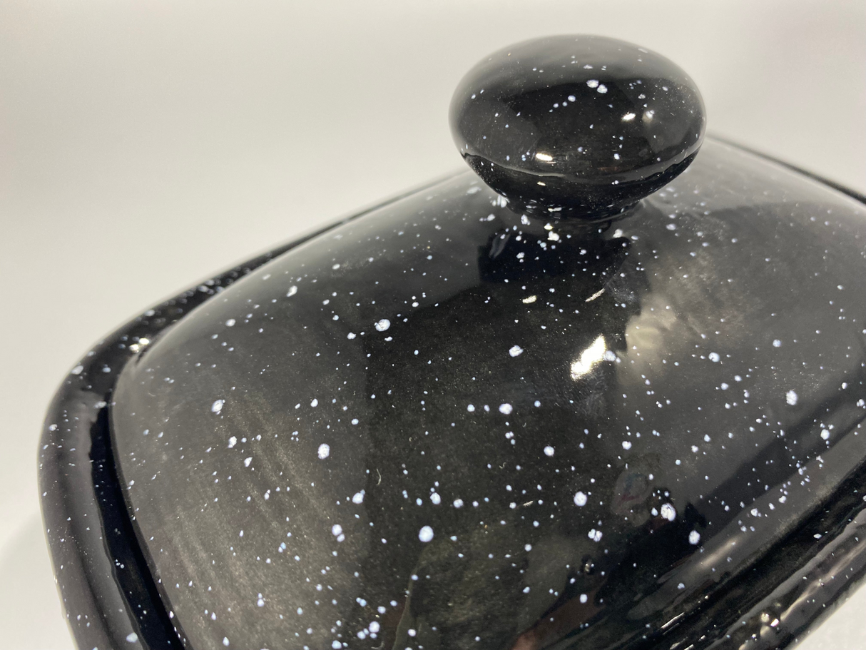 Butter Dish with Lid - Black Speckle Glaze