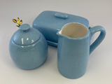 Butter Dish, Sugar Bowl and Cream Jug Set - Powder Blue