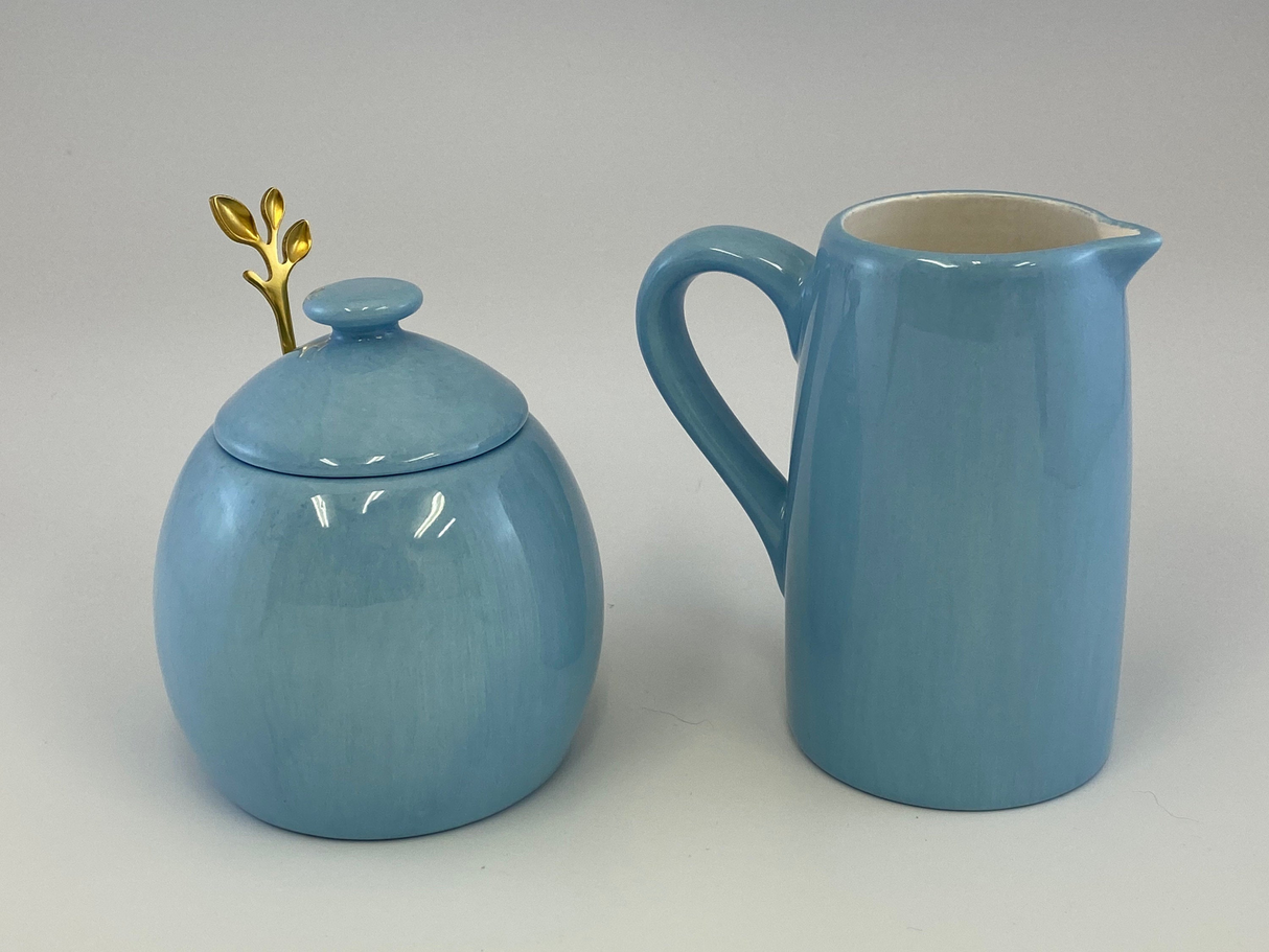 Butter Dish, Sugar Bowl and Cream Jug Set - Powder Blue