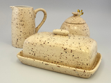 Butter Dish, Sugar Bowl and Milk Jug Set - Speckled Honey