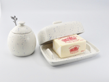 Butter Dish and Sugar Bowl Set - Light Blue Speckled Glaze