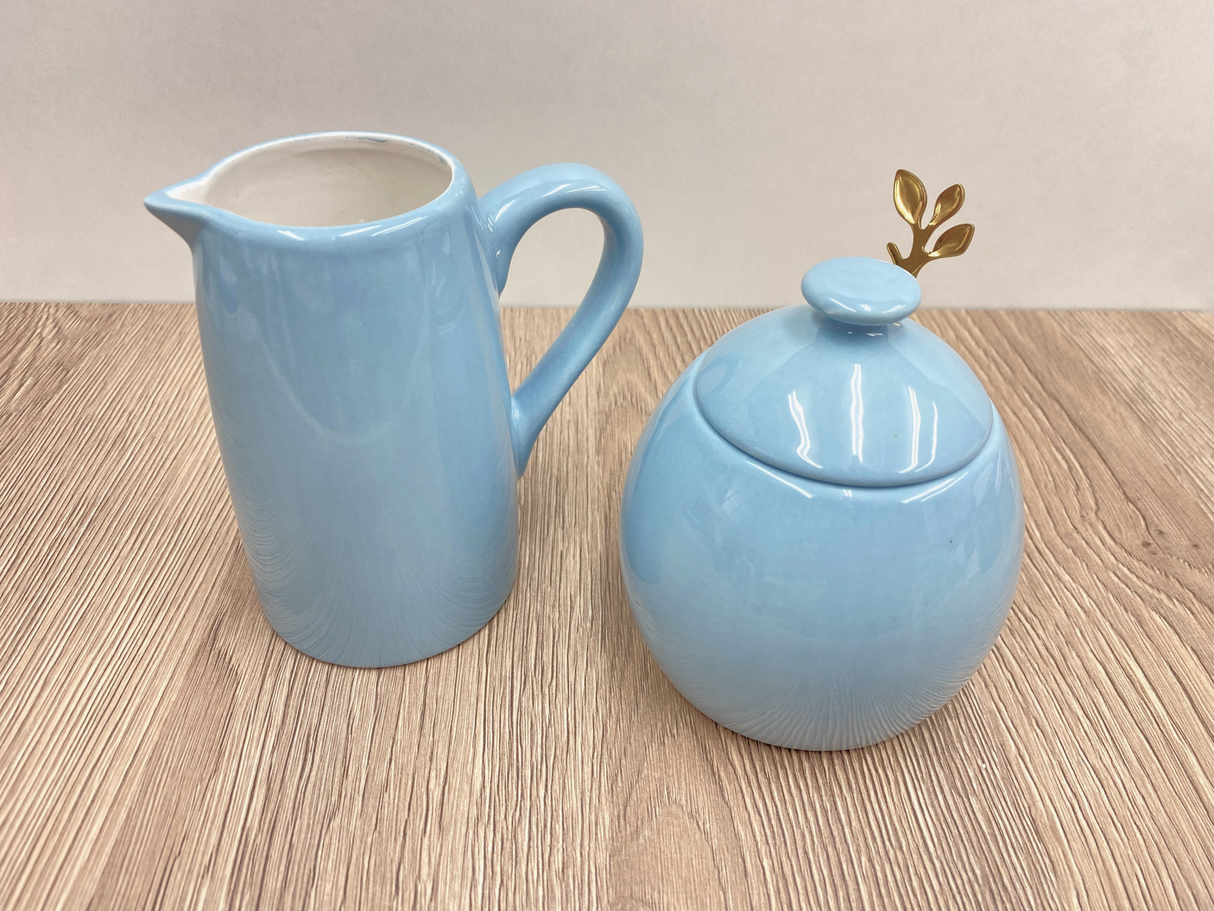 Sugar Bowl and Milk Jug Set Ice Blue