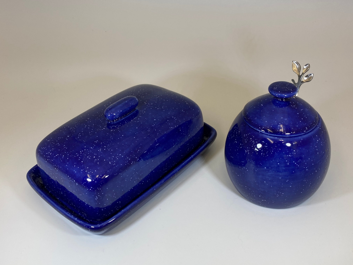 Butter Dish and Sugar Bowl Set Night Sky Glaze