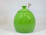 Sugar Bowl with Spoon - Lime Green Glaze