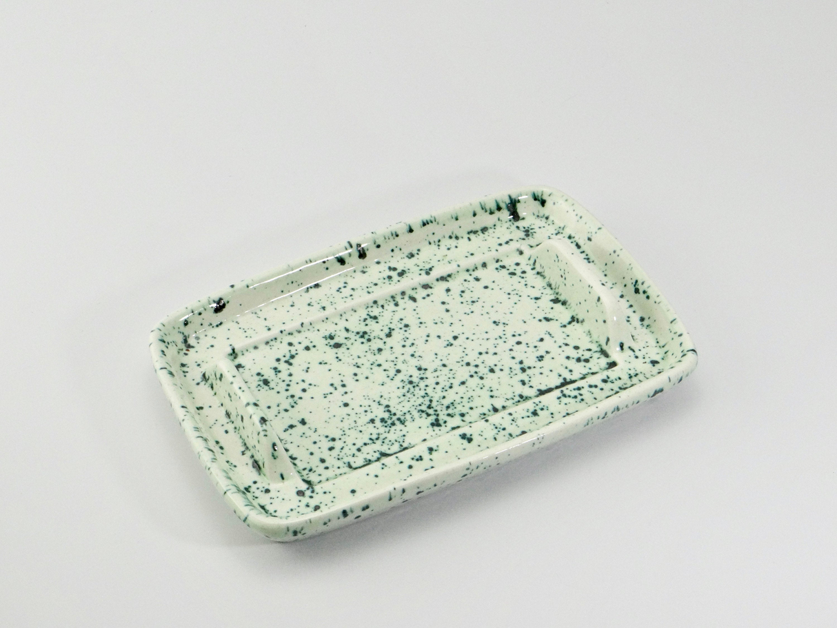 Butter Dish, Speckled Green Glaze