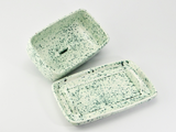 Butter Dish, Speckled Green Glaze