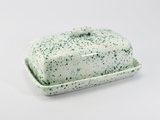 Butter Dish, Speckled Green Glaze