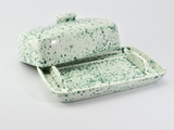 Butter Dish, Speckled Green Glaze