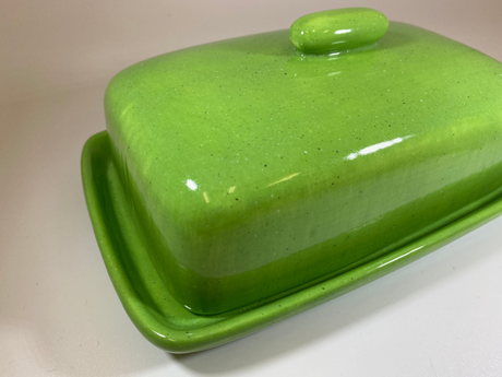 Butter Dish Lime Green Glaze