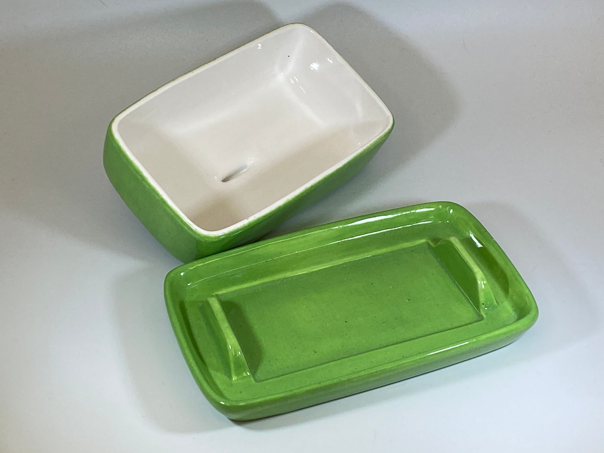 Butter Dish Lime Green Glaze