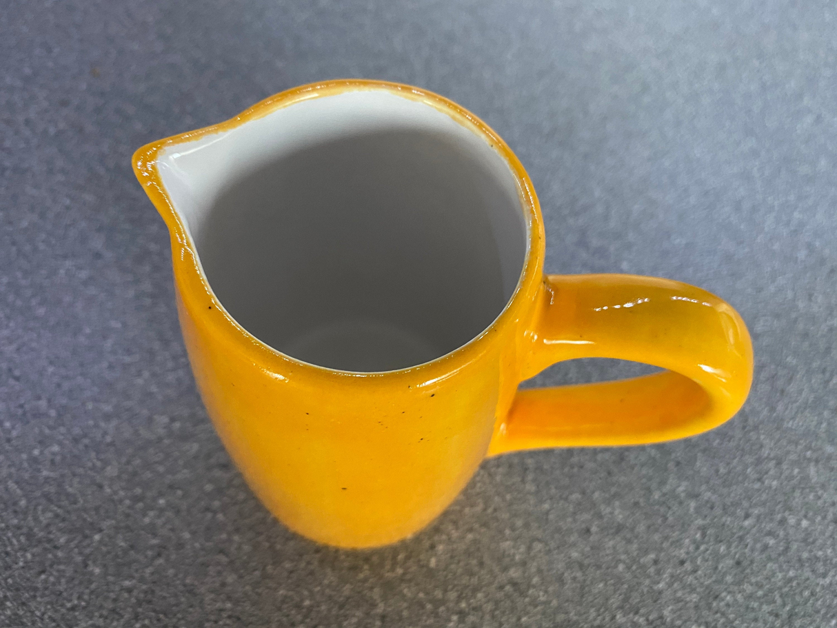 Milk Jug, Creamer, Yellow Speckled Glaze