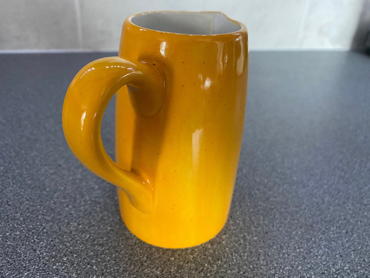 Milk Jug, Creamer, Yellow Speckled Glaze