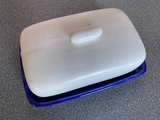 Butter Dish with Lid Speckled White Glaze