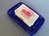 Butter Dish with Lid Speckled White Glaze