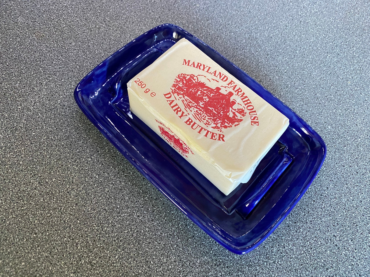 Butter Dish with Lid Speckled White Glaze