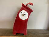 Wonky Ceramic Clock for Desk, Shelf, Mantel, Table speckled red glaze curly top