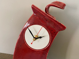 Wonky Ceramic Clock for Desk, Shelf, Mantel, Table speckled red glaze curly top