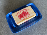 Butter Dish, Speckled Blue with Air Force Blue Dish