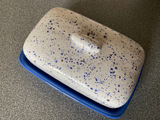 Butter Dish, Speckled Blue with Air Force Blue Dish