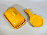 Speckled Yellow Butter Dish and Spoon Rest Set